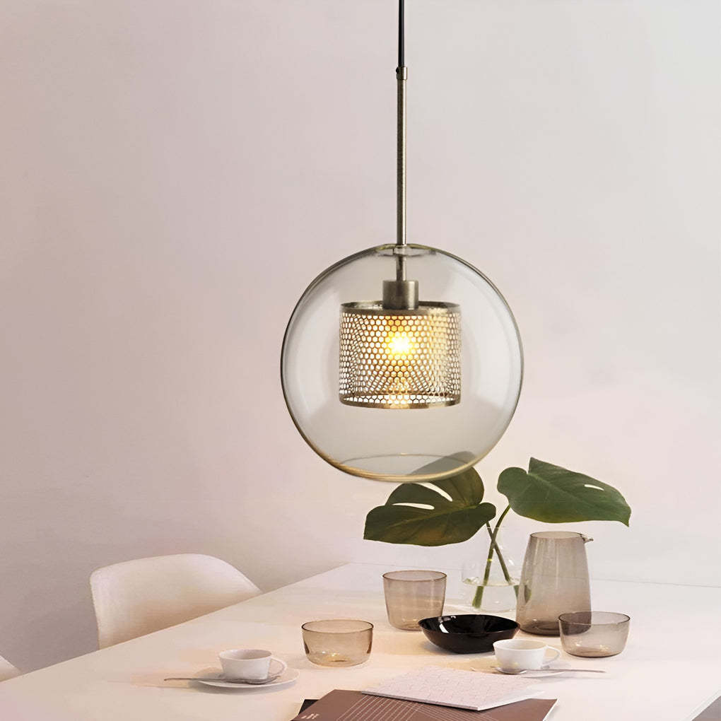 Minimalist Round Glass LED Industrial Kitchen Island Pendant