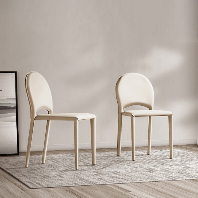 Minimalist Saddle Leather Steel Dining Chair