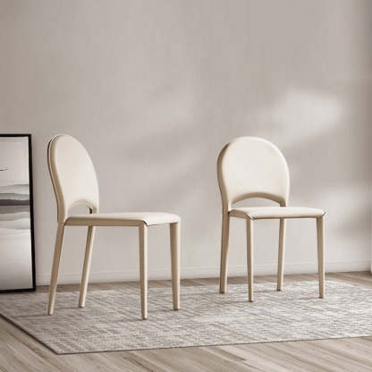 Minimalist Saddle Leather Steel Dining Chair