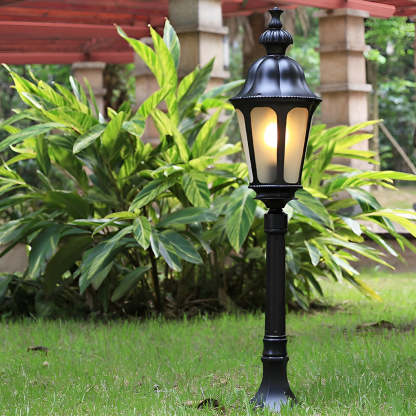 Elegant European-Style Black LED Outdoor Pathway Lamp Post-Lighom