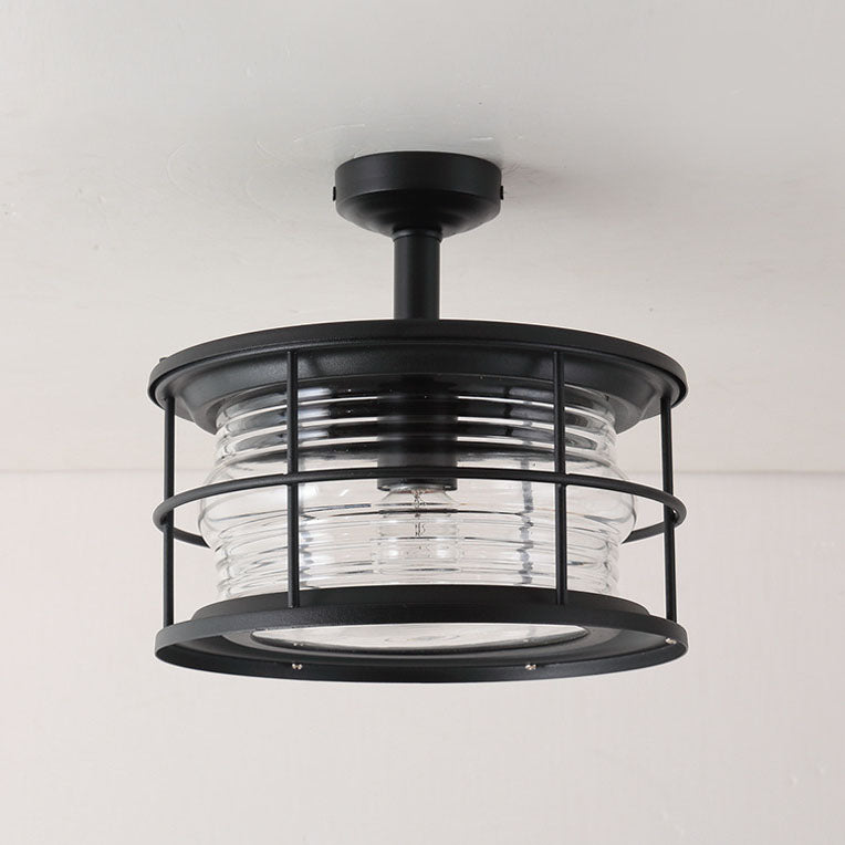 Industrial Vintage Drum Outdoor Ceiling Light