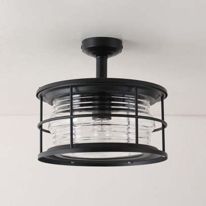 Industrial Vintage Drum Outdoor Ceiling Light