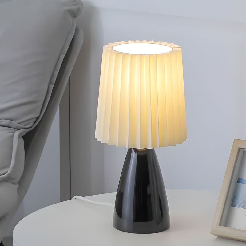 12" Pleated-Shade Glass Dimmable Table Lamp