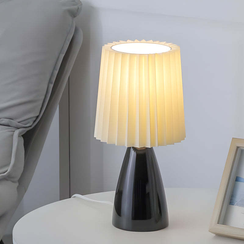 12" Pleated-Shade Glass Dimmable Table Lamp