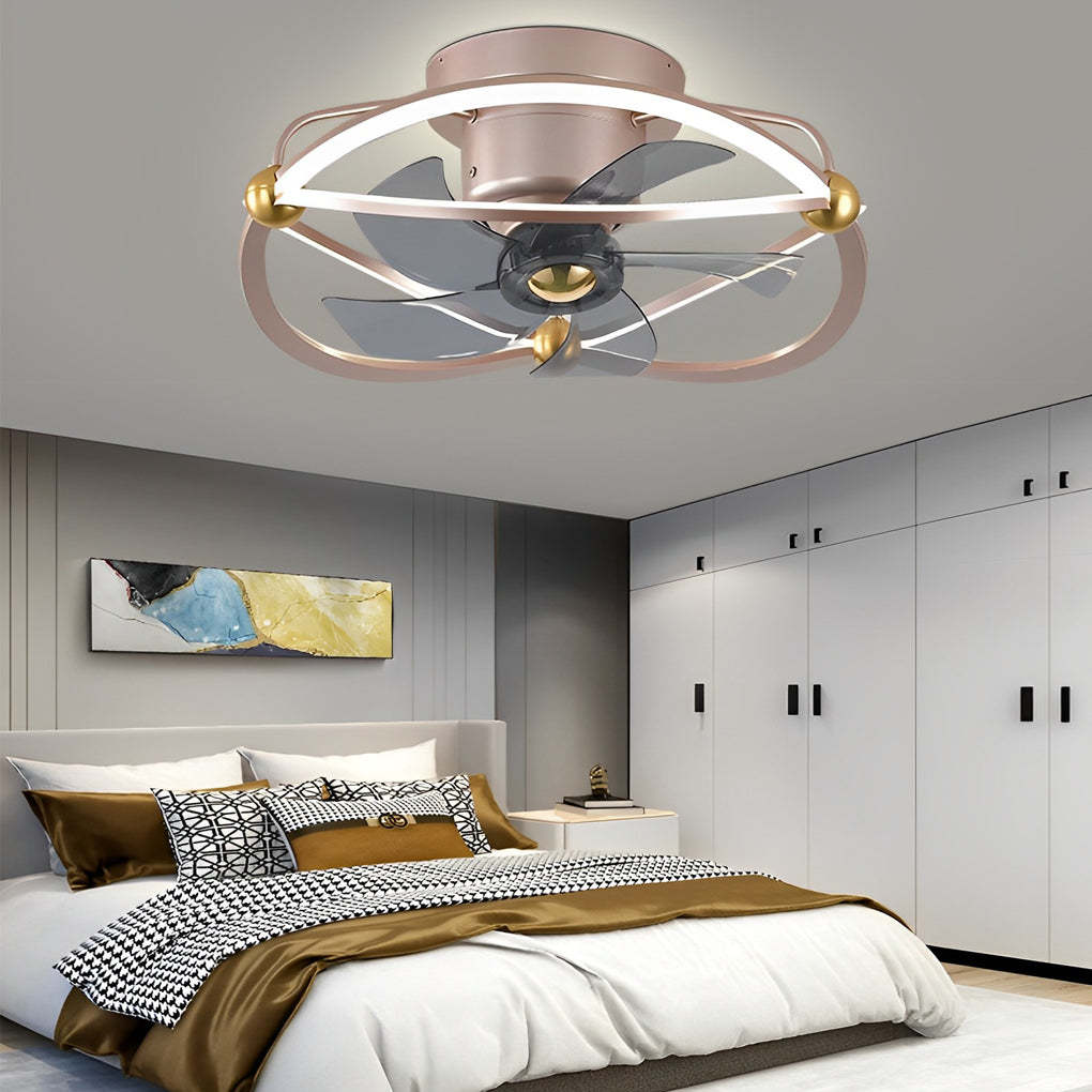 Intelligent Stepless Dimming LED Ceiling Fan with Remote