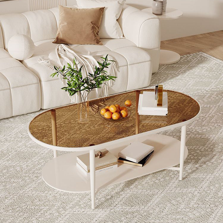 Retro Elliptical Woven Glass Iron Coffee Table