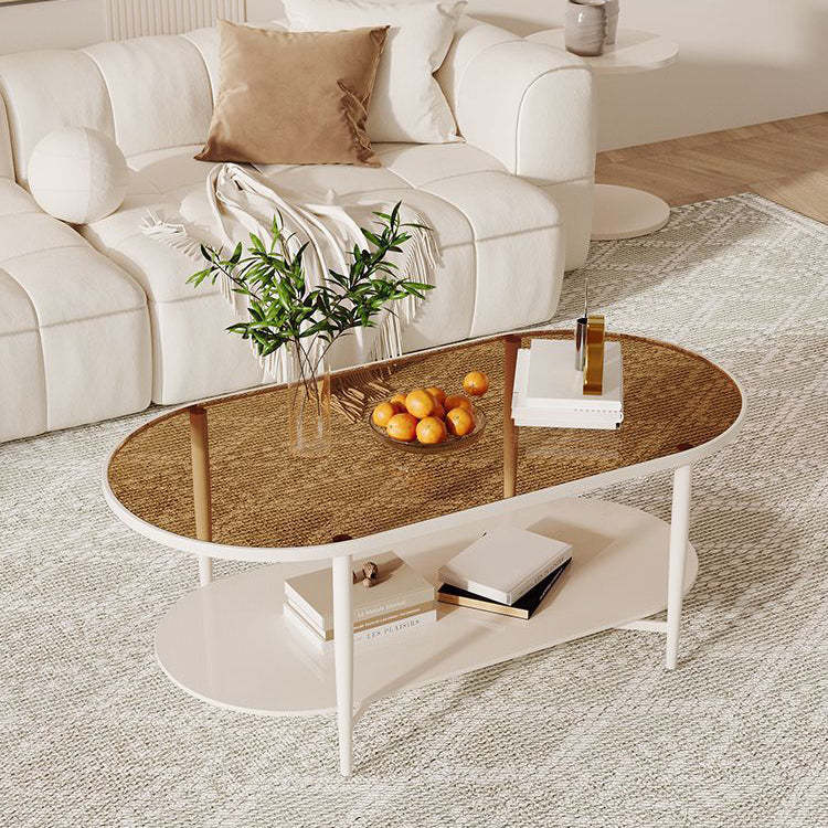 Retro Elliptical Woven Glass Iron Coffee Table
