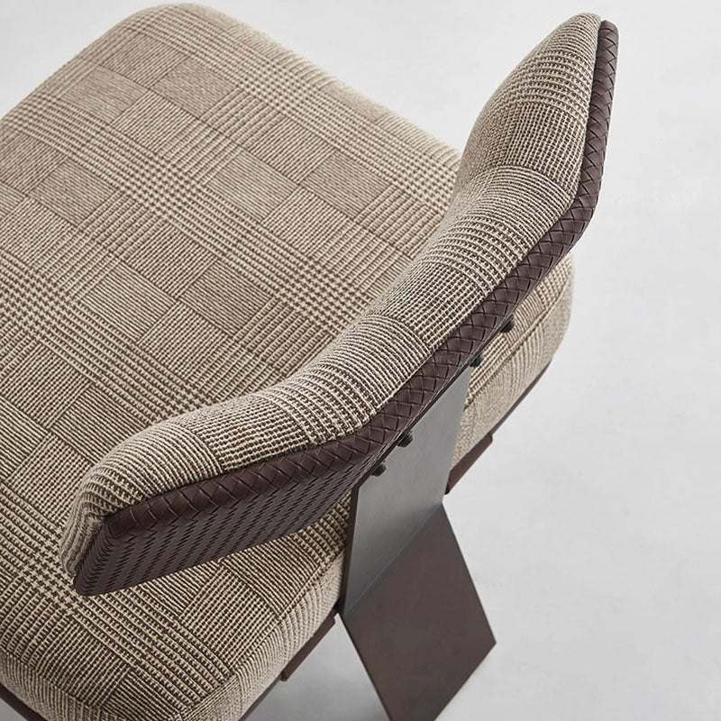 Modern Saddle Leather Steel Accent Chair