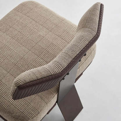Modern Saddle Leather Steel Accent Chair