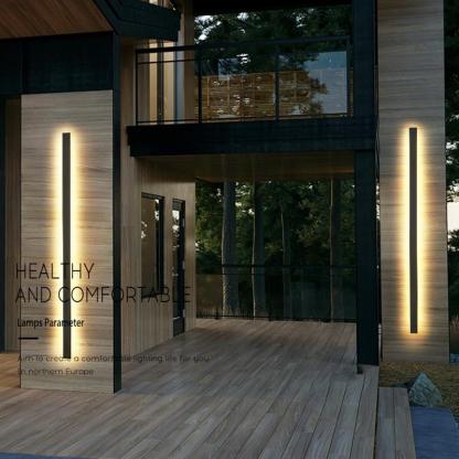 Waterproof Long Strip LED Wall Lamp Outdoor Wall Lights Black Porch Lights-Lighom