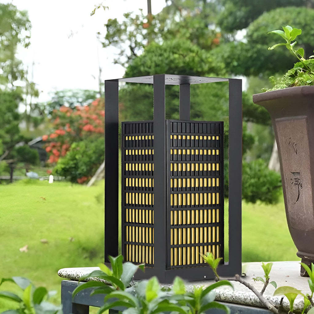 Black Industrial Cuboid LED Outdoor Pathway Lantern