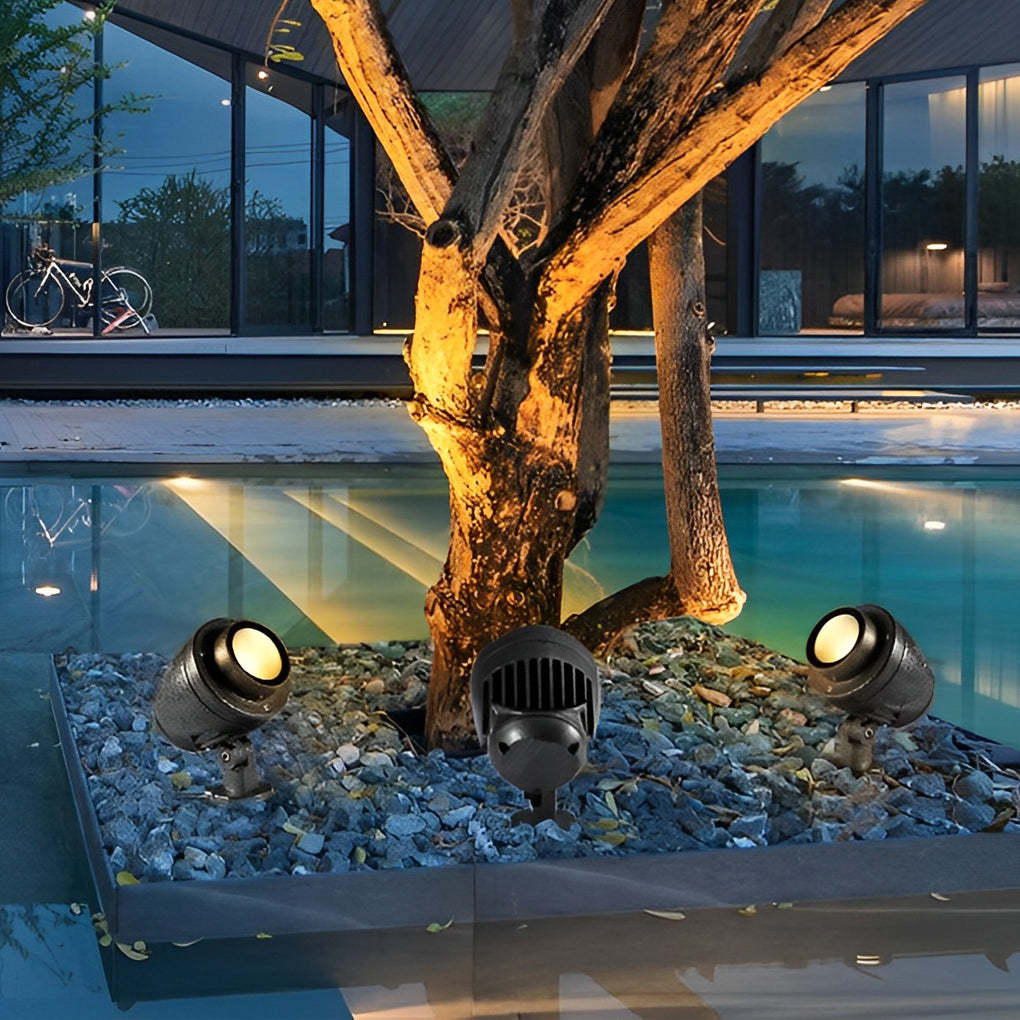 Round Waterproof LED Adjustable Modern Outdoor Spotlights Tree Spot Lights-Lighom