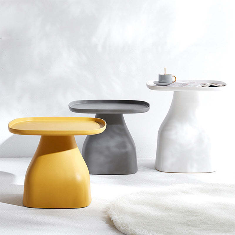 Scandinavian Round Column Plastic Coffee Table — Short / Khaki