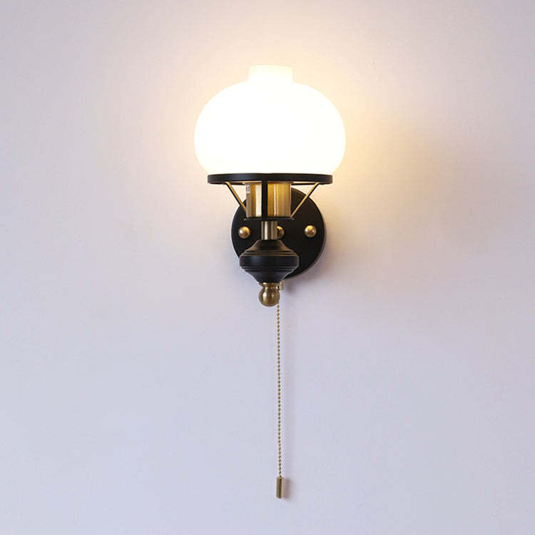 French Geometric Circle Glass Iron Sconce