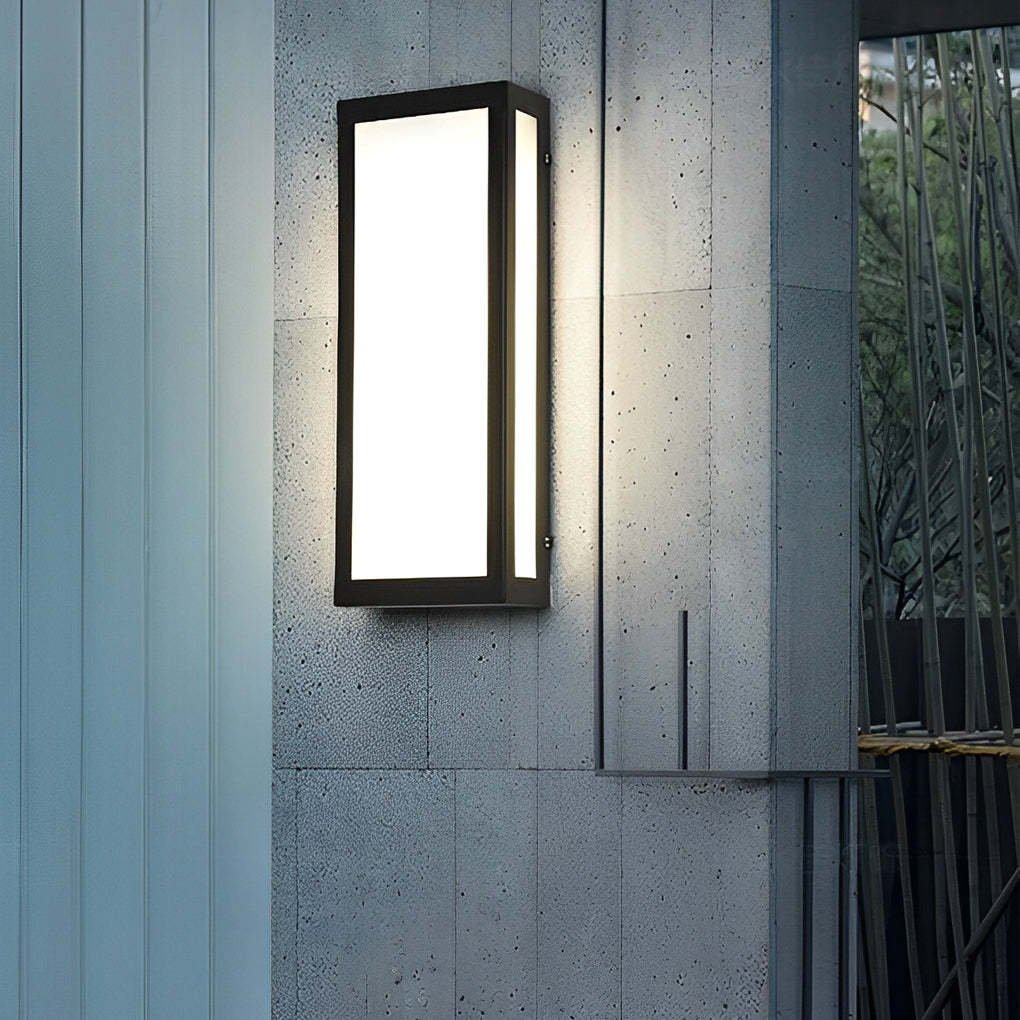 Rectangular LED Waterproof Black Modern Outdoor Exterior Light Wall Lamp-Lighom