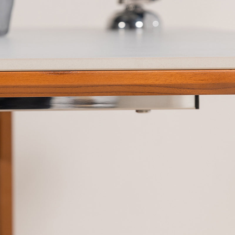 Retro Curved Leg Slate Wood Iron Dining Table