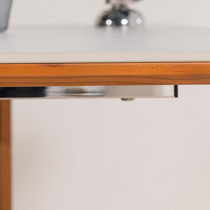 Retro Curved Leg Slate Wood Iron Dining Table