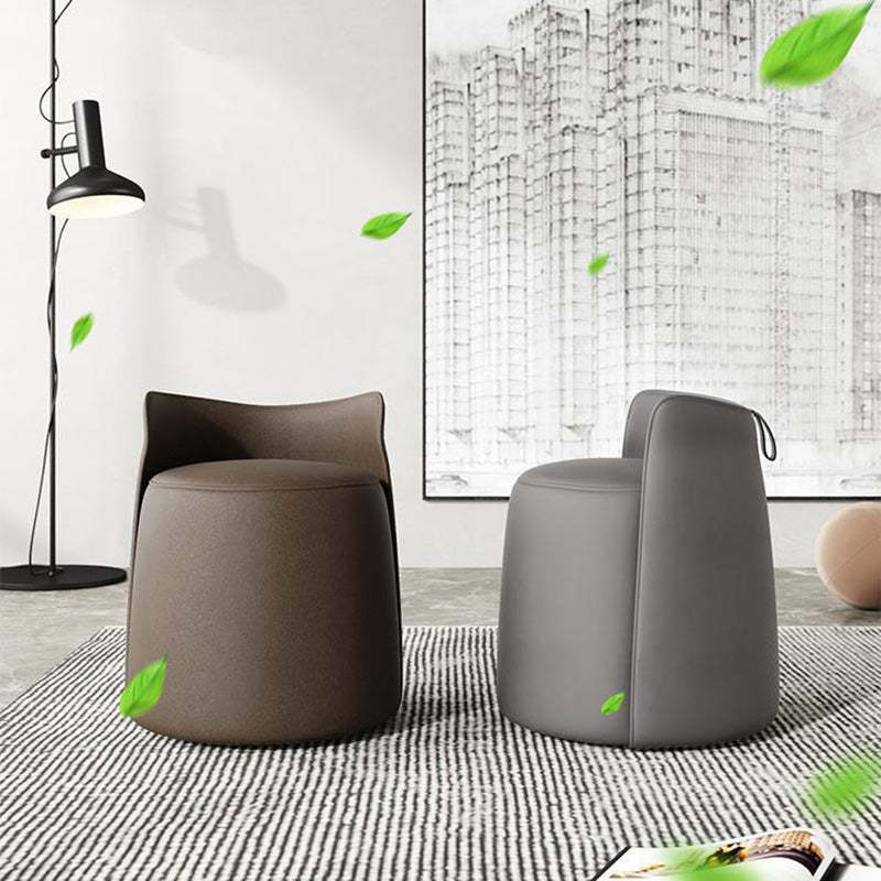 Modern Microfiber Leather Swivel Cylinder Vanity Stool — Gray