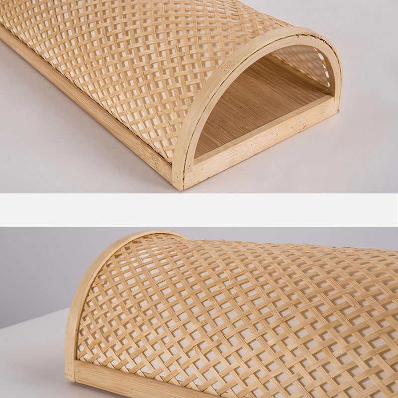 Japanese Woven Bamboo Semicircular Cylinder Sconce