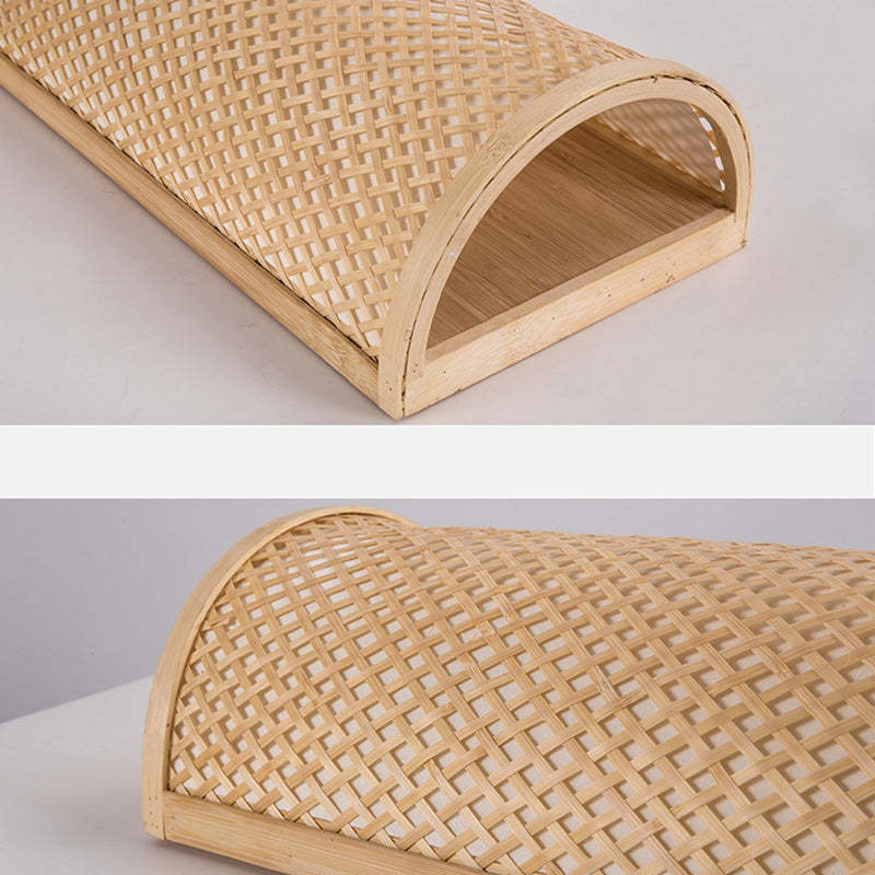Japanese Woven Bamboo Semicircular Cylinder Sconce