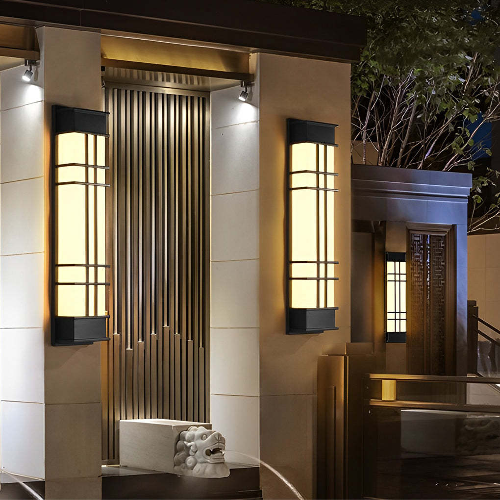 Retro Rectangular Waterproof LED Black Traditional Outdoor Wall Lamp-Lighom