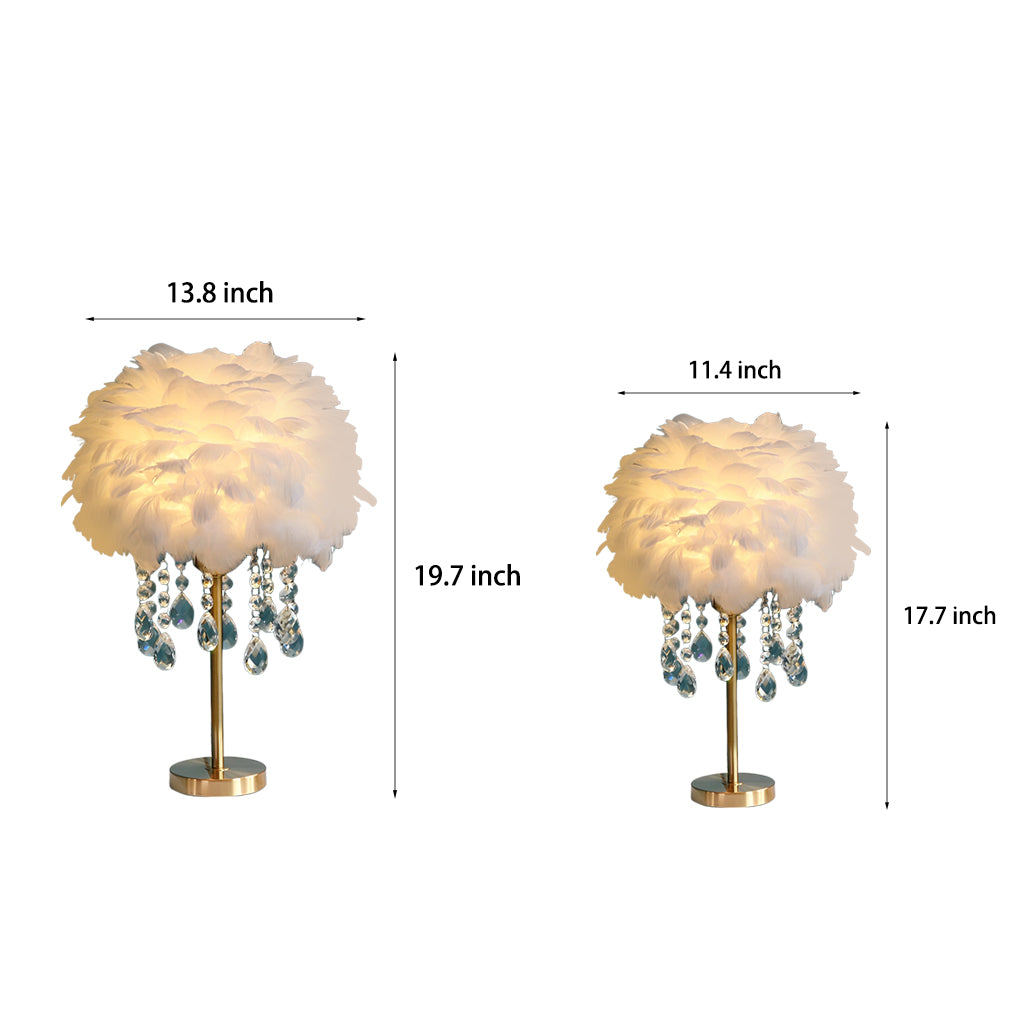 LED Feather Crystal Tassel Ambient Table Lamp