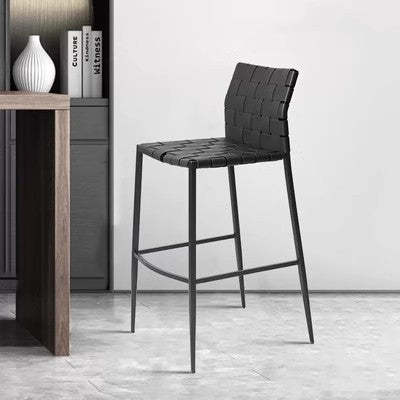 Lighom square metal bar & counter stools for kitchen — Black