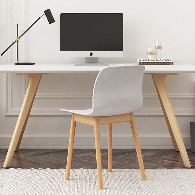 Nordic Curved Wood Dining Chair — Yellow
