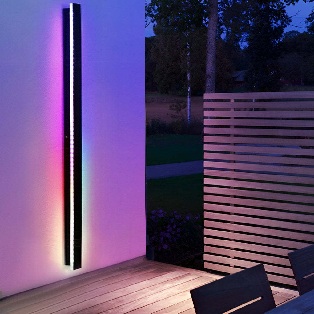 Black Long Strip Sconce Light Wall Lights Outdoor LED Lighting-Lighom
