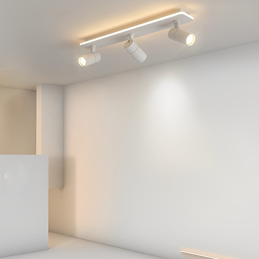 Minimalist Long Strip LED Flush Mount Adjustable Spotlight — White / 3-Light / White