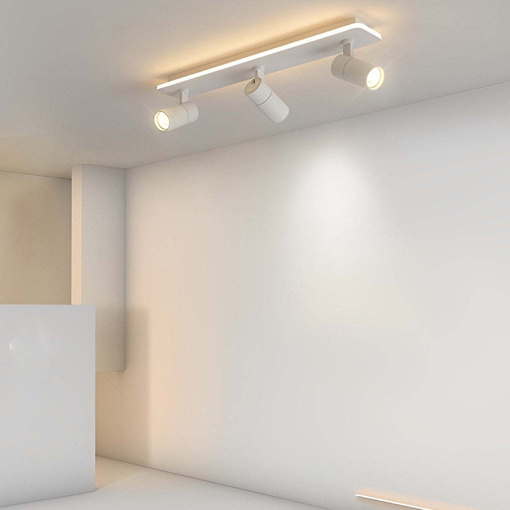 Minimalist Long Strip LED Flush Mount Adjustable Spotlight — White / 3-Light / White