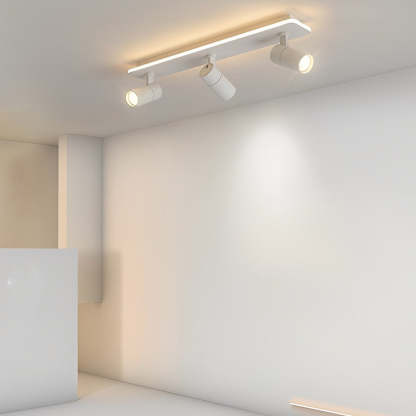 Minimalist Long Strip LED Flush Mount Adjustable Spotlight — White / 3-Light / White