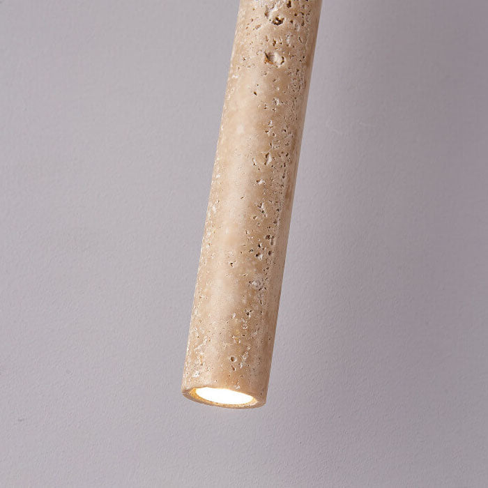 Japanese Wabi-Sabi Yellow Travertine Cylinder Pendant Light