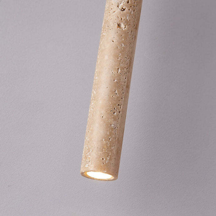 Japanese Wabi-Sabi Yellow Travertine Cylinder Pendant Light