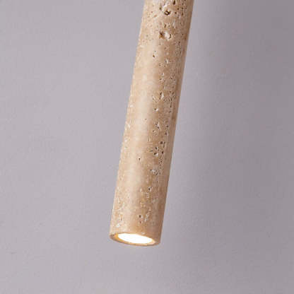 Japanese Wabi-Sabi Yellow Travertine Cylinder Pendant Light