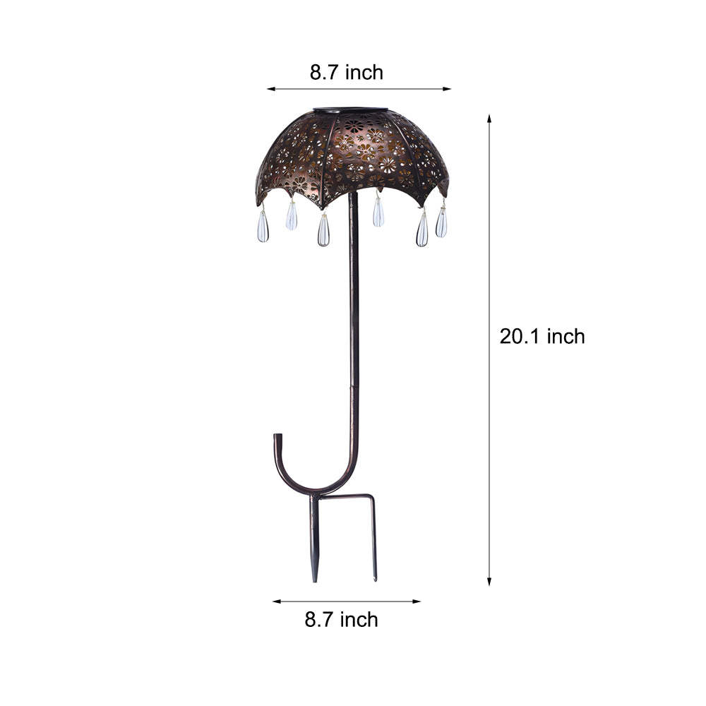 Retro Iron Hollow Umbrella Modern Solar Lawn Light