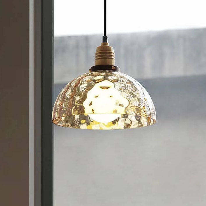 Nordic Vintage Amber Water Glass Dome Pendant