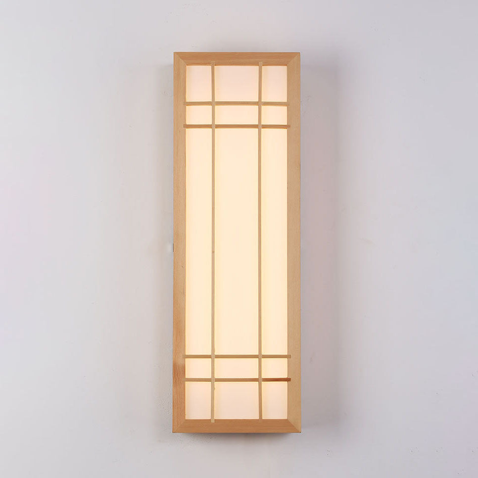 Japanese Rectangle Solid Wood Acrylic LED Sconce