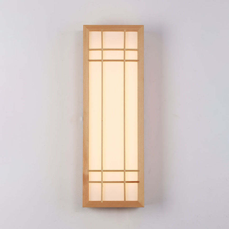 Japanese Rectangle Solid Wood Acrylic LED Sconce