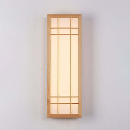 Japanese Rectangle Solid Wood Acrylic LED Sconce