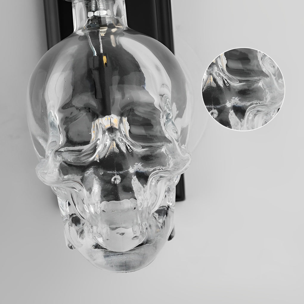 Retro Glass Skull Head LED Black Industrial Style Decorative Wall Lamp-Lighom