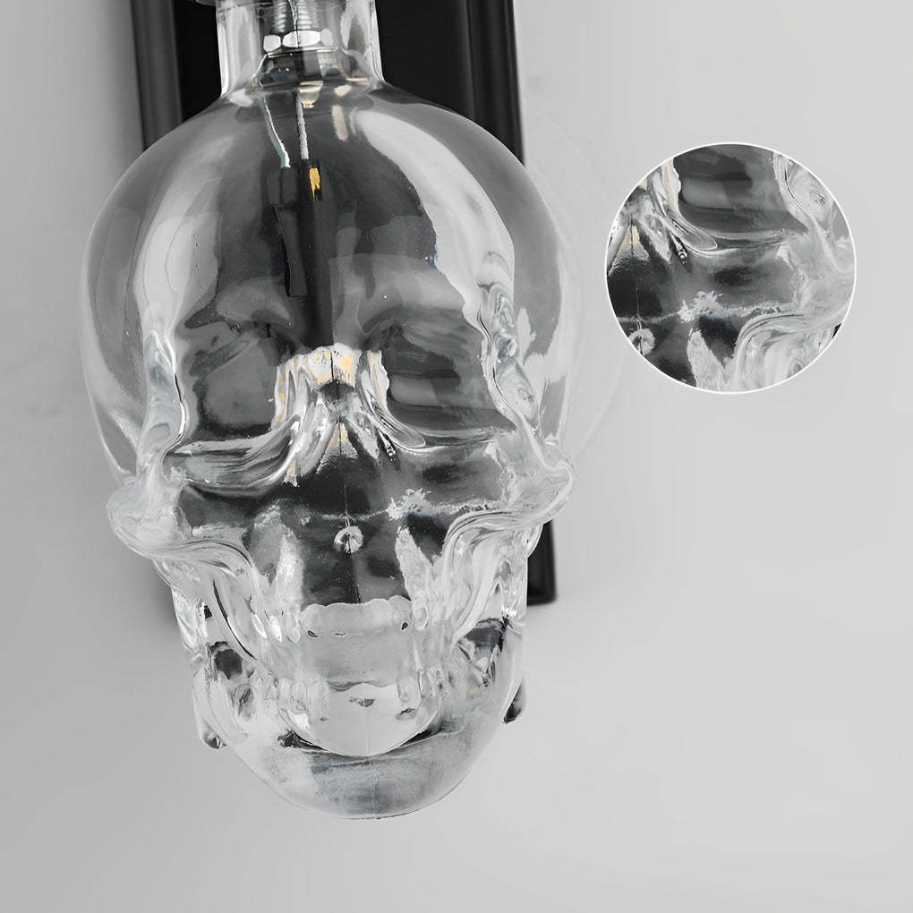Retro Glass Skull Head LED Black Industrial Style Decorative Wall Lamp-Lighom
