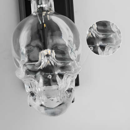 Retro Glass Skull Head LED Black Industrial Style Decorative Wall Lamp-Lighom