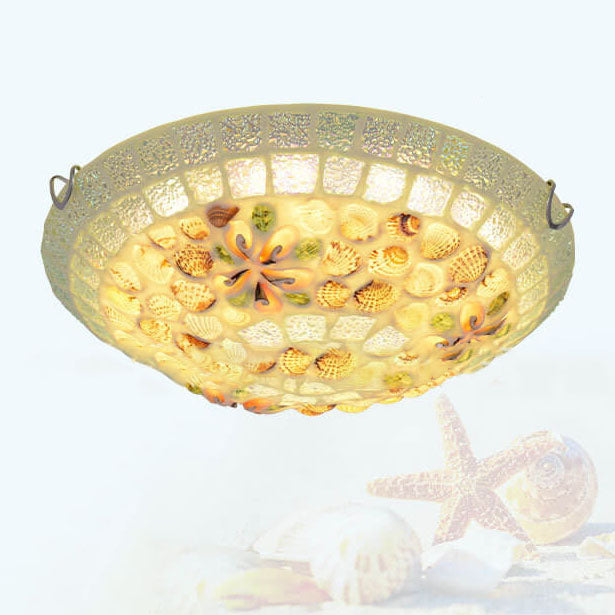 Tiffany Mosaic Shell Flush Mount Light