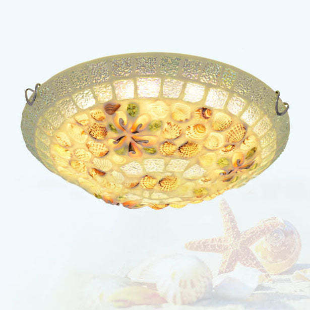 Tiffany Mosaic Shell Flush Mount Light