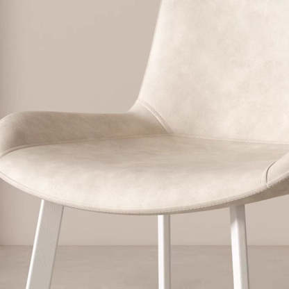 Scandinavian Leather Steel Curved Dining Chair