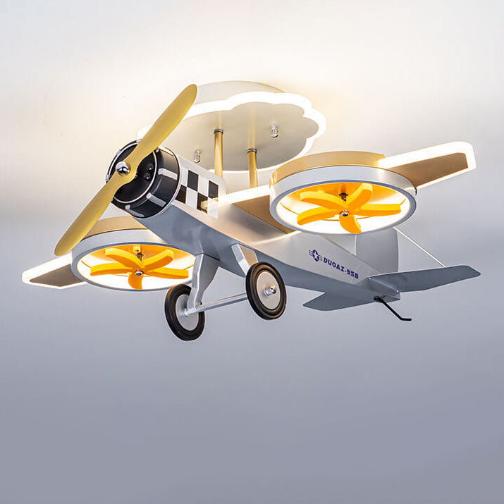Cartoon Airplane Iron Acrylic LED Kids Ceiling Light