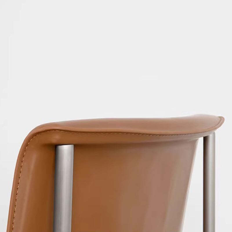 Minimalist Leather Stainless Steel Square Dining Chair