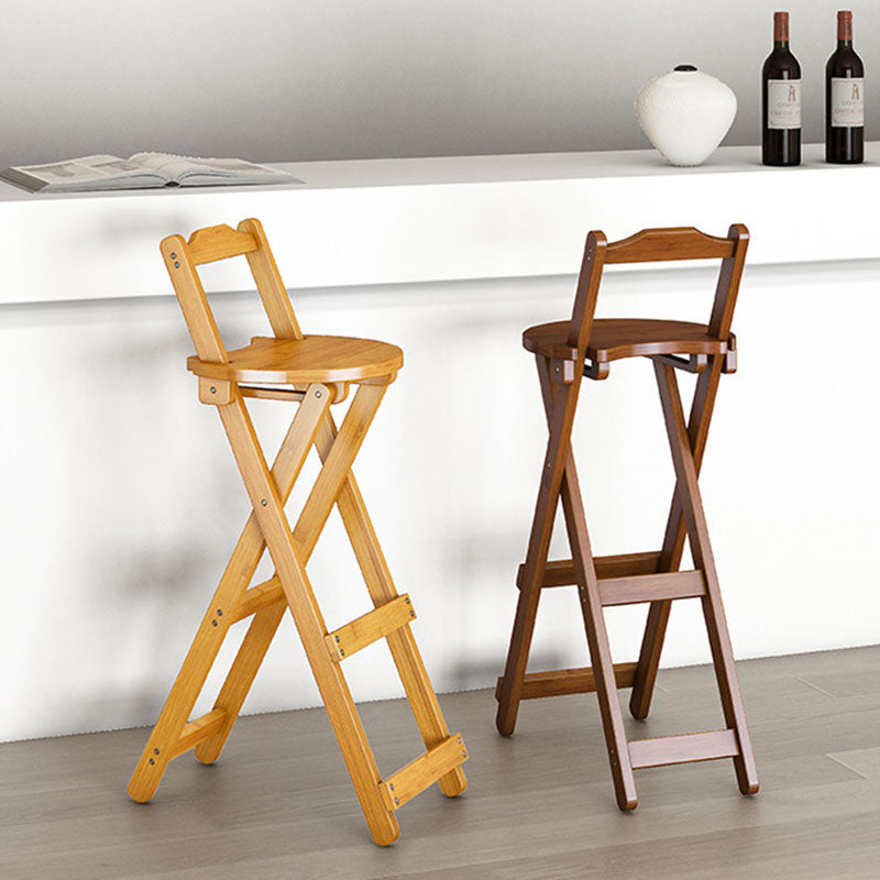 Contemporary Bamboo X-Leg Foldable Bar Stool
