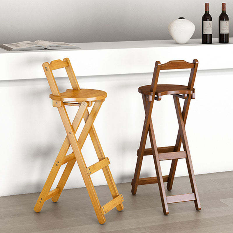 Contemporary Bamboo X-Leg Foldable Bar Stool
